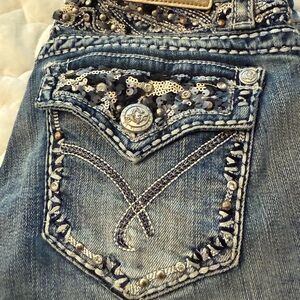 Grace in LA Blue Embellished Jeans with Ornate Detailing